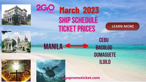 2GO March 2024 Trips Schedule and Fares for Visayas.